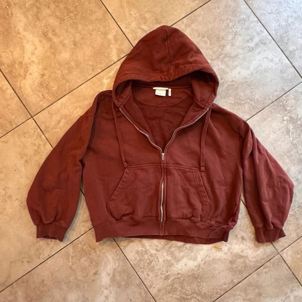 H&m Men's Burgundy and Red Hoodie